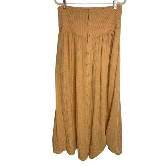 Free People Frances Maxi Skirt ONLY Buttons High Rise Peasant Boho Lagenlook S - Picture 4 of 12